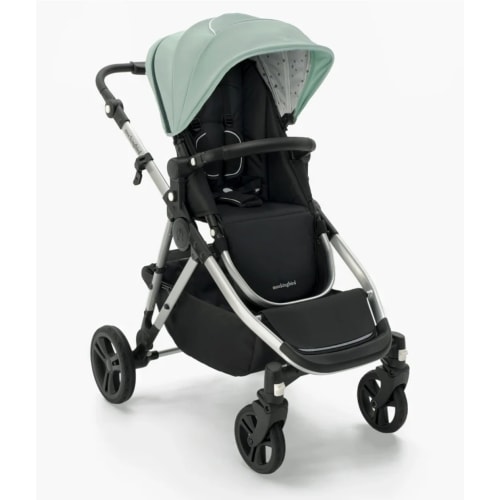 Mockingbird Single-to-Double Stroller 2.0 Sage/Watercolor Dots/Silver and Black Leather