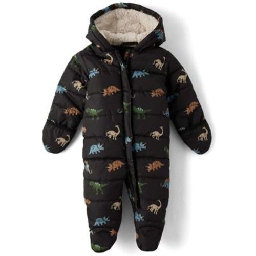 The Children's Place Baby Boys Long Sleeve Dino Snowsuit Black 9-12 M