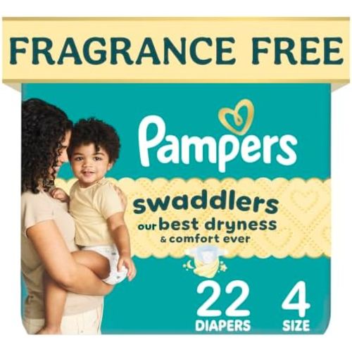 Swaddlers Diapers, Size 4 (15-34 lbs), 22 Count, Absorbent, Keeps Baby Dry and Comfortable, Pediatrician Recommended Skin Safe Disposable Baby Diaper