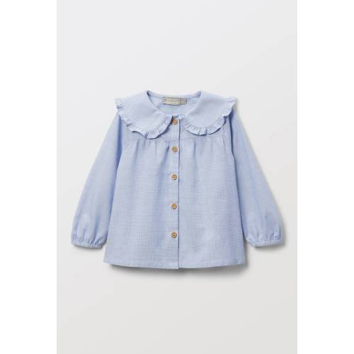 Blouse grand col unie en coton