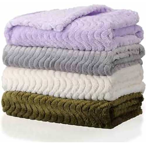 4 Pcs Baby Fuzzy Blanket Fluffy Baby Blanket for Boys and Girls Soft Warm Baby Receiving Blankets Fleece Nursery Bed Blanket Toddler Infant Newborn Flannel Receiving Blanket (Retro Color)