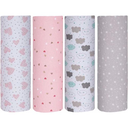 New Born Cotton Flannel Baby Receiving Blankets - 4 Count