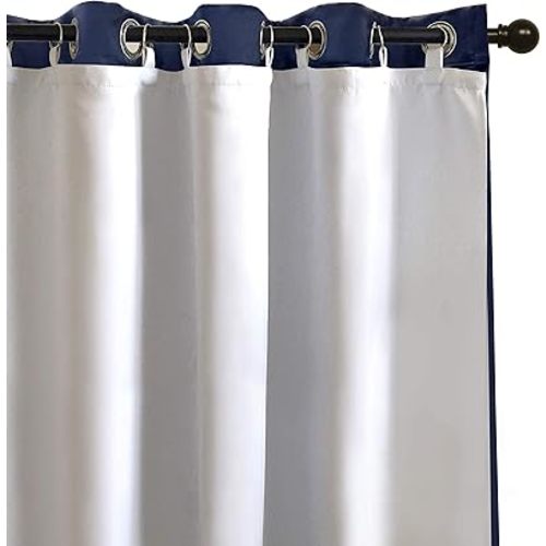 DriftAway Thermal Insulated 100 Percent Darkening Blackout Curtain Liner 2 Panels Each Liner Size 50 Inch by 92 Inch Rings Included Off White Panel