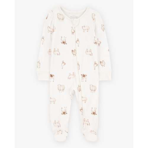 Baby Farm Animals Print 2-Way Zip PurelySoft Sleep & Play Pajamas - Ivory - Carter's | Carter's