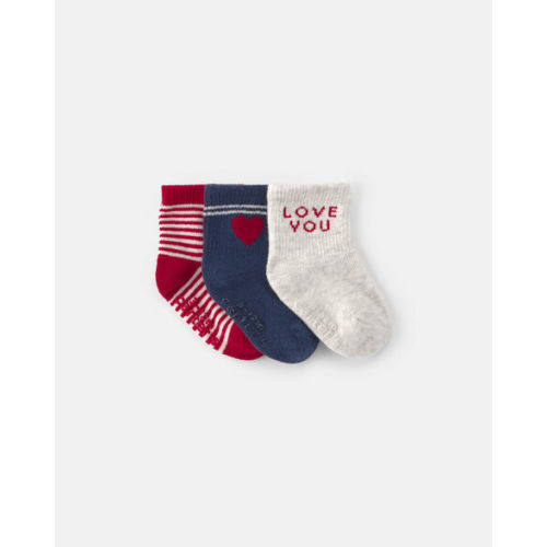 Baby 3-Pack Heart Valentine's Day Baby Booties - Red/Blue/White | Carter's