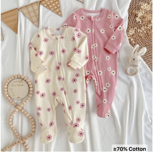 Loomiva Newborn Baby Girl Floral Print Knit Soft Crew Neck Long Sleeve Romper & Pants 2 Pieces Set | SHEIN USA