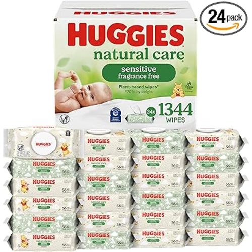 Huggies Natural Care Sensitive Baby Wipes, Unscented, Hypoallergenic, 99% Purified Water, 24 Soft Packs of 56 (1344 Wipes Total)