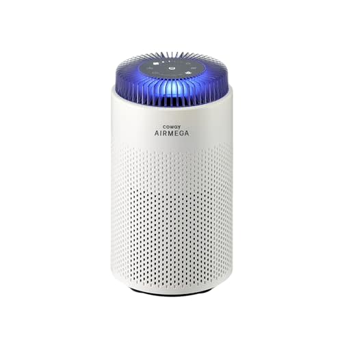 COWAY Air Purifier for Bedroom up to 500 ft², HEPA and Deodorization Filter for Smoke, Allergies, Pet Dander, AQI Monitor, Auto Mode, Filter Indicator, Night Light, 2yr Warranty, Airmega 50 White