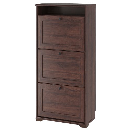 BRUSALI Shoe cabinet with 3 compartments - brown 24x11 3/4x51 1/8 "
