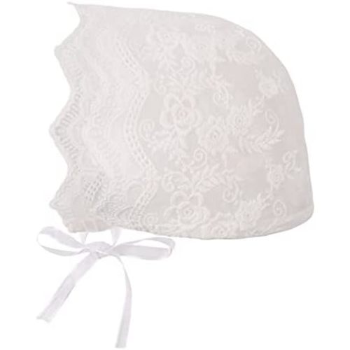 Baby Girl Bonnet Eyelet Lace Cotton Christening Bonnet Toddler Handmade Beanie Sun Protection Hat