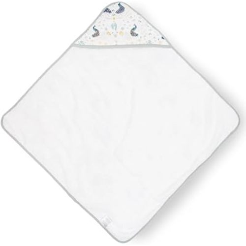 Little Unicorn Premium Infant Hooded Bath Towel| Soft & Absorbent Cotton & Terry Fabric for Newborns (Peacock)