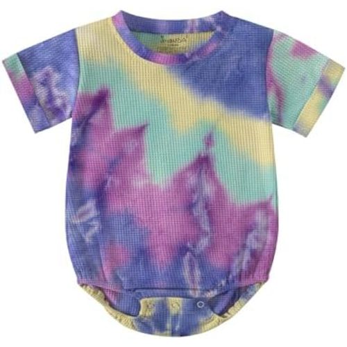 Jimonda Baby Bodysuit Newborn Tie Dye Clothes Infant Waffle One Piece Romper Baby Boys Girls Short Sleeve Jumpsuit Outfits