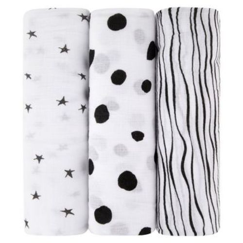 Ely's & Co. Cotton Muslin Swaddle Blanket B&W Abstract Combo 3 Pack