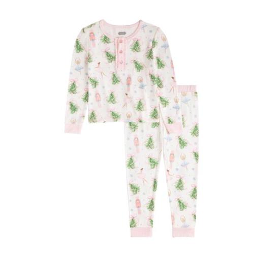 Christmas Tree Bow Pajama Set 2T | Glitter Button Detail | Mud Pie