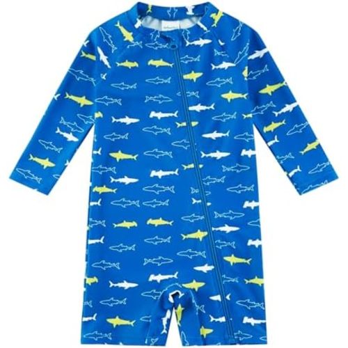Baby Boy Swimsuit Rash Guard Shirts Toddler Boy Swimwear Full Zipper UPF 50+ Sun Protection Infant One Piece Bathing Suit