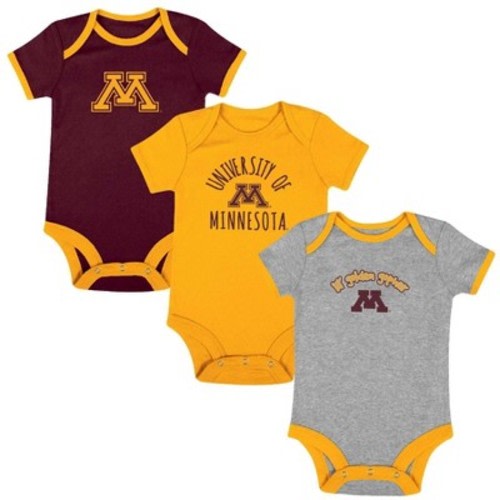 NCAA Minnesota Golden Gophers Infant Boys' Short Sleeve 3pk Bodysuit Set - 0-3M