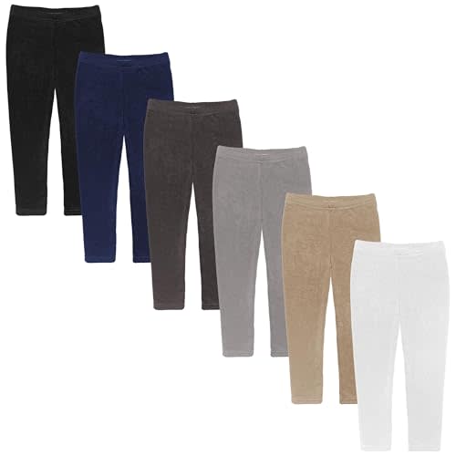 Boys Girls Toddler Little Kids Unisex 6 Pack Cotton Stretch Snug Fitting Long Pant Leggings