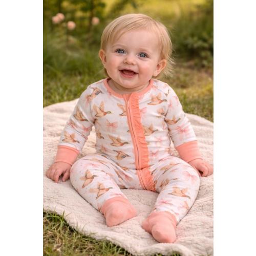 Baby Girl Pink Bow Mallard Sleeper - Etsy