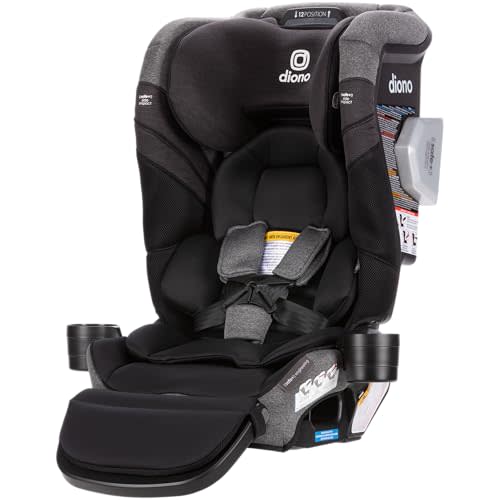Diono Radian 3RXT SafePlus Max Rear and Forward-Facing Convertible Car Seat, 2-in-1 Anti-Rebound Bar and Calf-Support, 10 Years 1 Car Seat, Slim Fit 3 Across, Black Storm