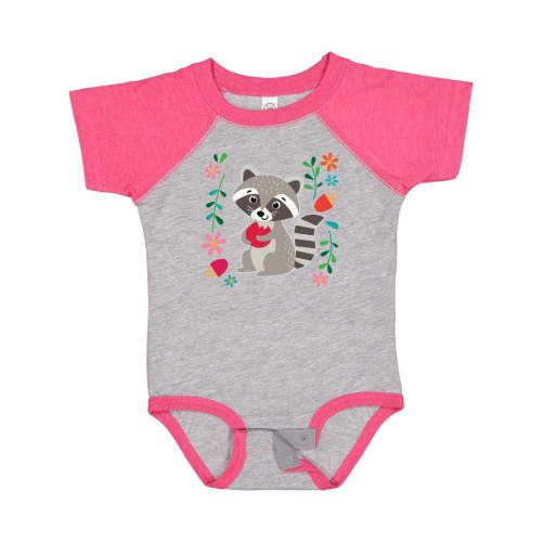 Inktastic Woodland Raccoon Spring Flowers Girls Baby Bodysuit