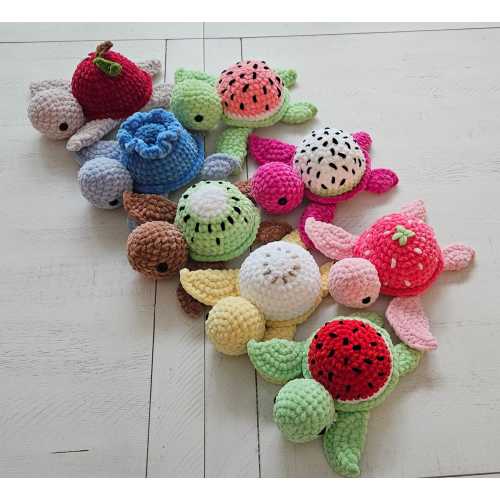 Crochet Fruit Turtle Plushie Amigurumi Handmade Stuffed Animal
