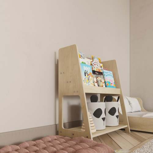 Montessori Bookshelf with Toy Storage