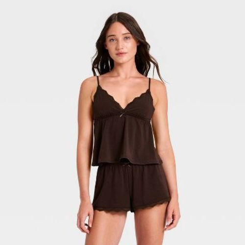 Women's Jersey Babydoll Tank and Shorts Pajama Set - Wild Fable™ Brown L