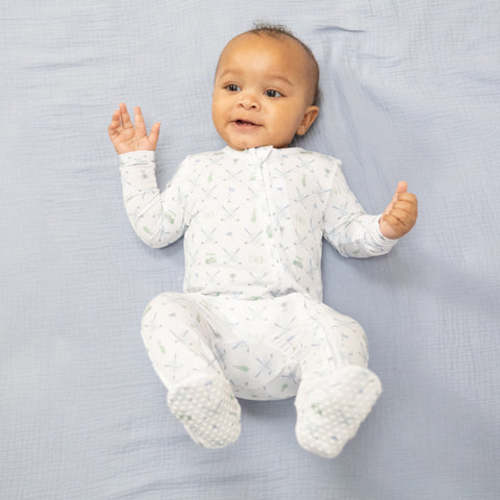 Golf Trellis Blue - 2 Way Zipper Footie