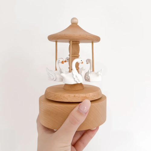 Heirloom Wooden Musical Carousel - Swan