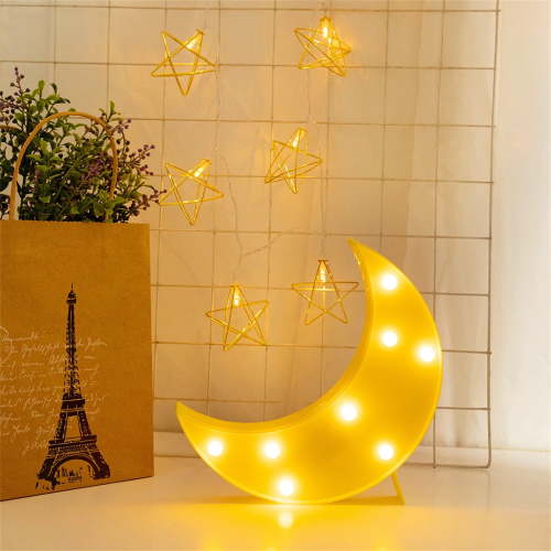 Yellow Moon Decor Bedroom, Battery Powered Moon Night Light for Kids, Kids Room Decor, Baby Room Decor, Nursery Wall Decor, Kids Night Lights for Bedroom, Toddler Night Lights