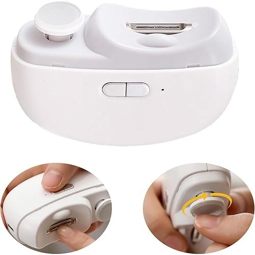 Baby Nail Clippers, 2-in-1 Baby Nail Trimmer Electric Nail File for Kids, Toddlers, Gentle Rechargeable Baby Nail Buffer Grinder Tools with 2 Speed Modes, Type-C Charging