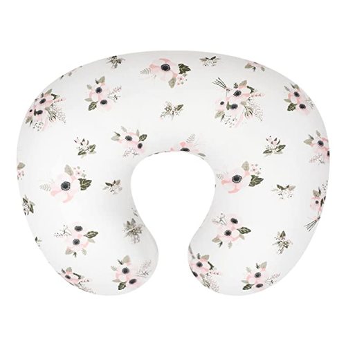 TILLYOU 1PK Breast Feeding Nursing Pillow Cover with Hidden Zipper, Luxury Egyptian Cotton Breathable Soft Slipcover for Baby Boy Girl, Snug Fits Classic Infant Support Positioner, Floral Flowers - 1-Pack