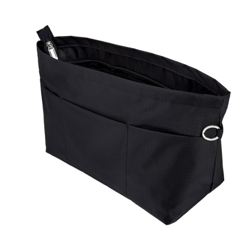 Handbag Tote Purse Organizer Insert Bag Liner Shaper Divider Zipper 11 Pockets Compartments Large Black