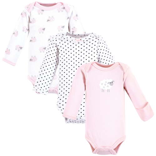 Luvable Friends Girls Preemie Long Sleeve Bodysuits 3pk, Pink Sheep, Preemie