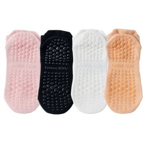 Anna-Kaci 4-Pack Women's Mesh Top Non-Slip Yoga Socks with Full Sole Grips and Breathable Lightweight Fabric - 4 pcs-D