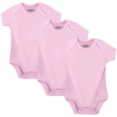 NMK Baby Bodysuits 3-Pack，Soft Rib-Knit Short and Long Sleeve Onesie，Unisex for Newborns 0-12 Months - Solid Color Set