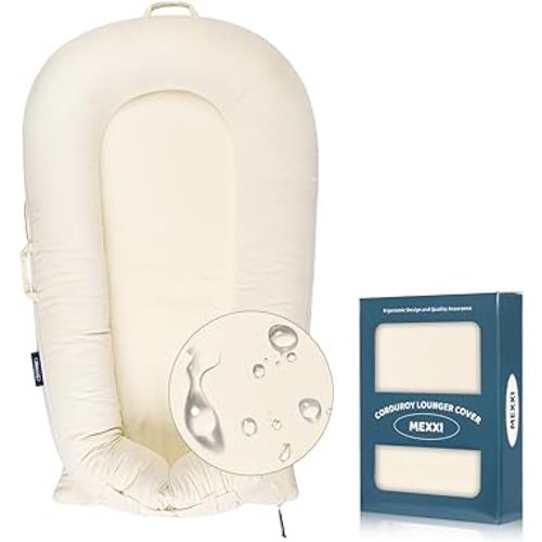 Corduroy Lounger Cover for Dockatot Deluxe+ Docks | MEXXI Breathable Cotton Baby Lounger Extra Cover | Hypoallergenic Baby Nest Replacement Cover (Cover Only) (Beige, Waterproof)