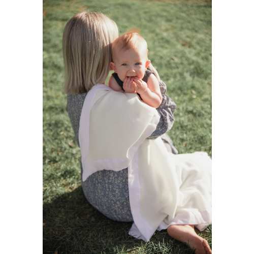 Baby Morgan Thermal Waffle Weave Blanket Nylon or Satin Silky Trim - 50x36 Crib Blanket White, Pink or Blue Vintage Retro Inspired 80s 90s