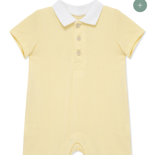 Yellow Rib Knit Polo Romper