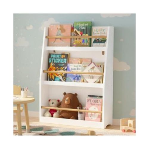 Kids Bookshelf - 3-Tier Organizer for Books and Toys, Multifunctional Book Rack Display Stand for Playroom, Nursery and Classrooms