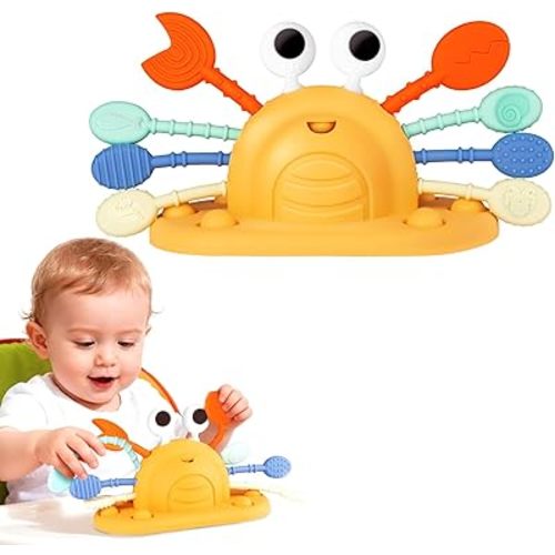 VoMii Baby Toys Silicone with Suction Cup for High Chair Toddler Sensory Toys for 12 Month, Montessori Sensory Activity Toys for 1-3 Year, Pull String Toy for Infant Toddlers Gift