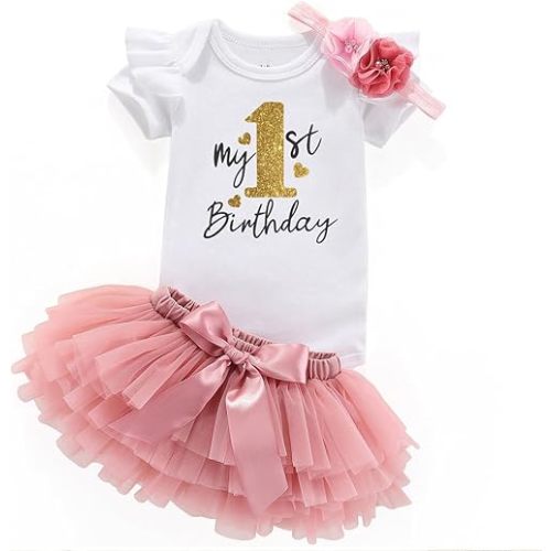 My 1St Birthday Girl Outfit Tutu For Baby Girl Happy First Birthday Outfits Baby Clothes