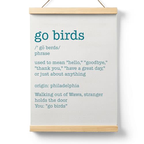 Ryeolo Football Go Birds Definition Wooden Poster Hanger Frame 12.5x17 Inch,Teal Go Birds Poster Hanger Frame,Motivational Wooden Hanging Decor Wall Art For Room Home Office