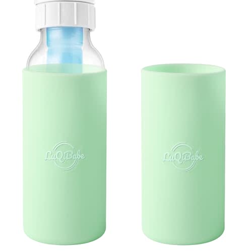 LuQiBabe (2-Pack, Mint, 8 oz) Silicone Baby Bottle Sleeves Compatible with Dr. Brown's Natural Flow Anti-Colic Options+ Narrow Bottles, Reusable Dishwasher-Safe Baby Bottle Covers