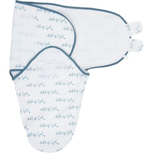 LollyBanks Swaddle Sack, 100% Organic Cotton Baby Swaddles for Boys 0-3 Months, Soft and Breathable Newborn Swaddle Blanket with Easy Change Zipper, Lightweight Baby Wrap (Blue Christian Child of God)