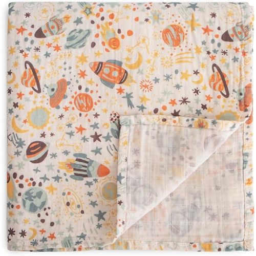 mushie Muslin Baby Swaddle Blanket | 100% Organic Cotton (Sage Stripe)