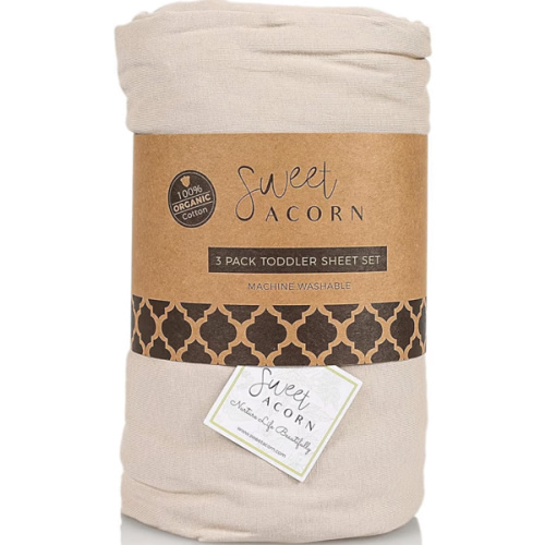 3 Piece Toddler Bedding Sets - Organic Cotton Jersey Knit - Fits Convertible Cribs and Mattresses - 9" x 28" x 52" - Fog Grey