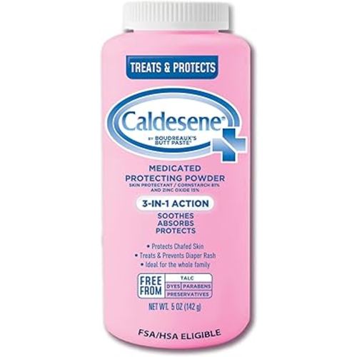 Caldesene Medicated Protecting Body Powder with Zinc Oxide and Cornstarch, Talc-Free Baby Powder Soothes & Protects, 5 Oz.