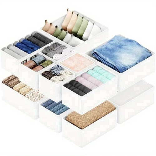 Linen Drawer Organizer 12-Pack, Collapsible for Nursery, Closet & Dresser Baby Clothes Storage