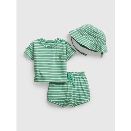 Baby 3-Piece Stripe Outfit Set COLOR - mineral green SIZE 0-3 M